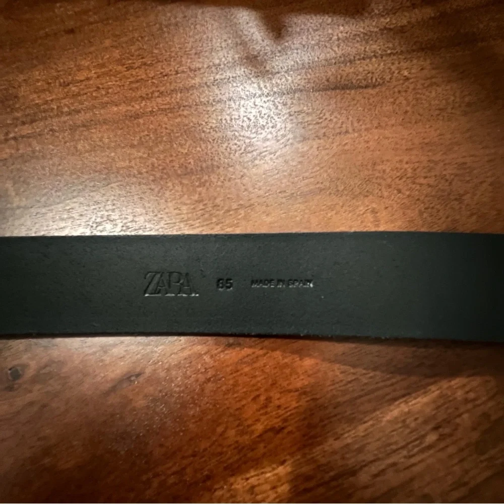 Zara Black Leather Belt w Metal Buckle NWOT